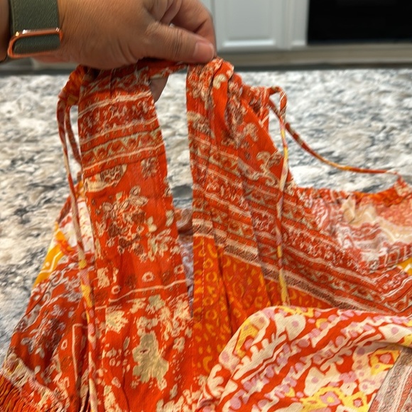 Rachel Zoe/Boho Keyhole Rayon Blouse Top Orange Yellow Sz Small - Picture 11 of 14